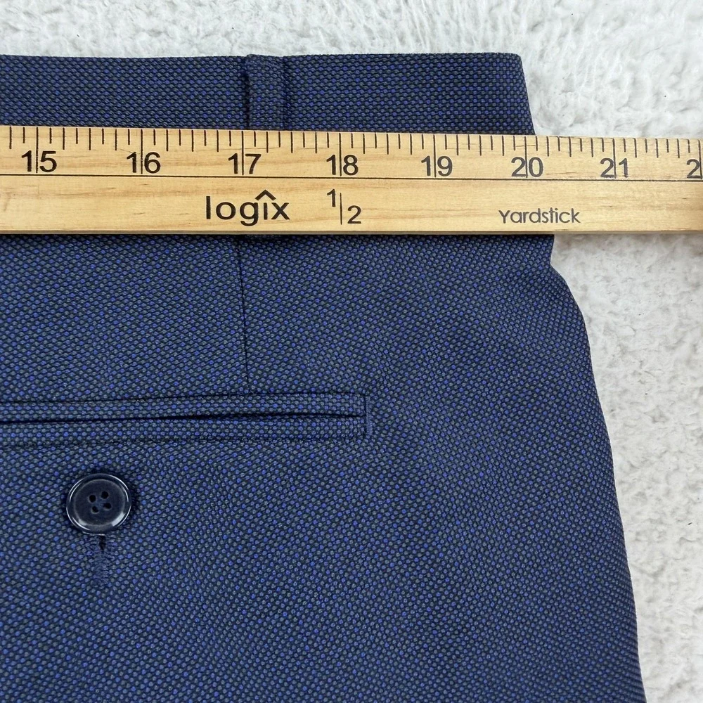 Perry Ellis Mens 40x30 Blue Regular Fit Microfiber Dress Pants EAT0PT110050 031